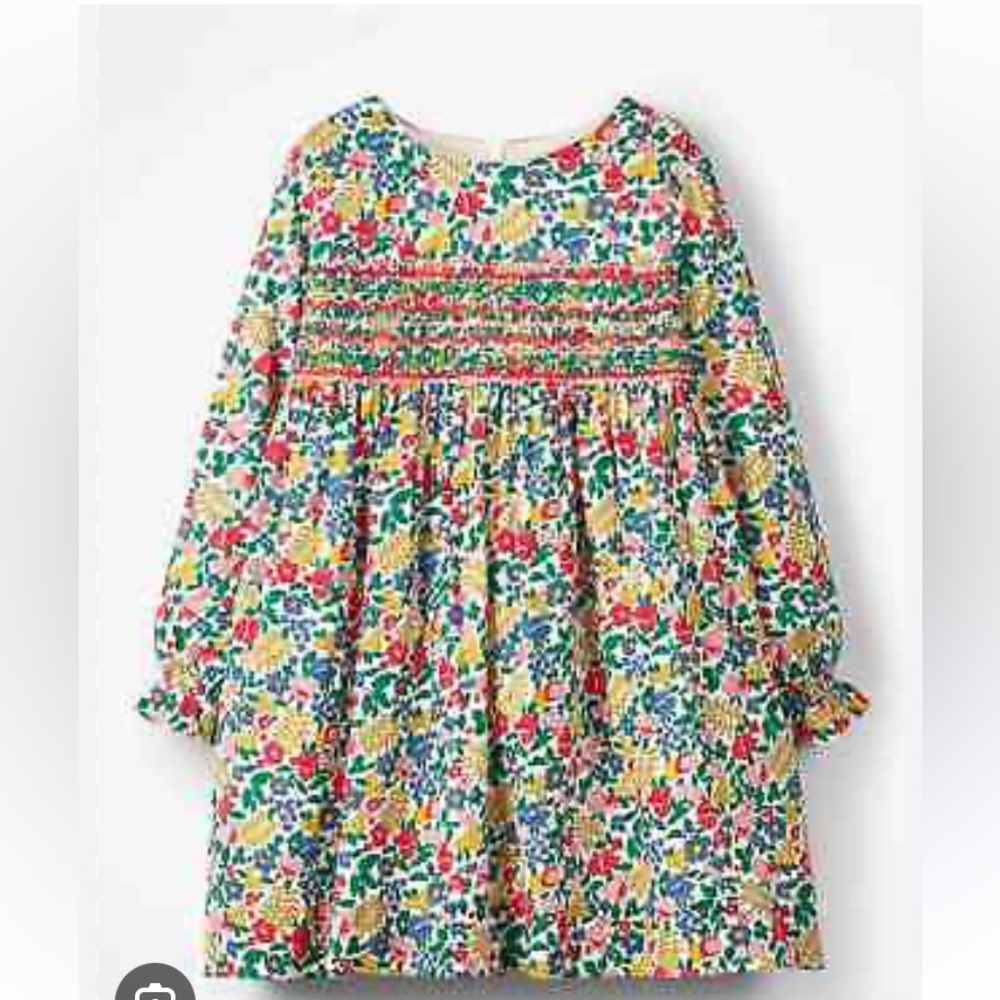 Mini Boden Smocked Apple Blossom Foral with Bishop Sleeves - Picture 2 of 9